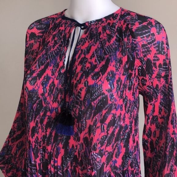 Derek Lam 10 Crosby Helena Pleated Speckled Floral Blouse - 4 - Picture 7 of 10
